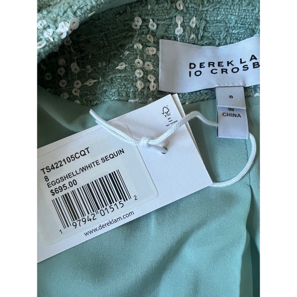 NWT Derek Lam 10 Crosby Jacket Size 8 Turquoise Sequin - Picture 8 of 9